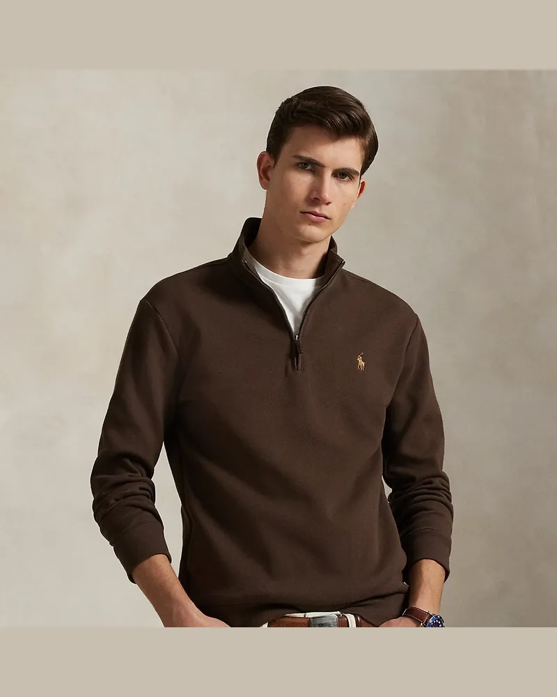 Ralph Lauren Piqué-Pullover mit Viertelreißverschluss Brown