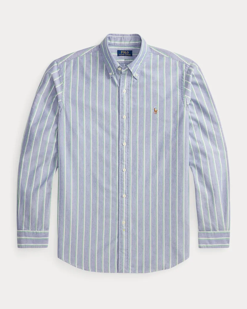 Ralph Lauren Gestreiftes Custom-Fit Oxfordhemd Blue