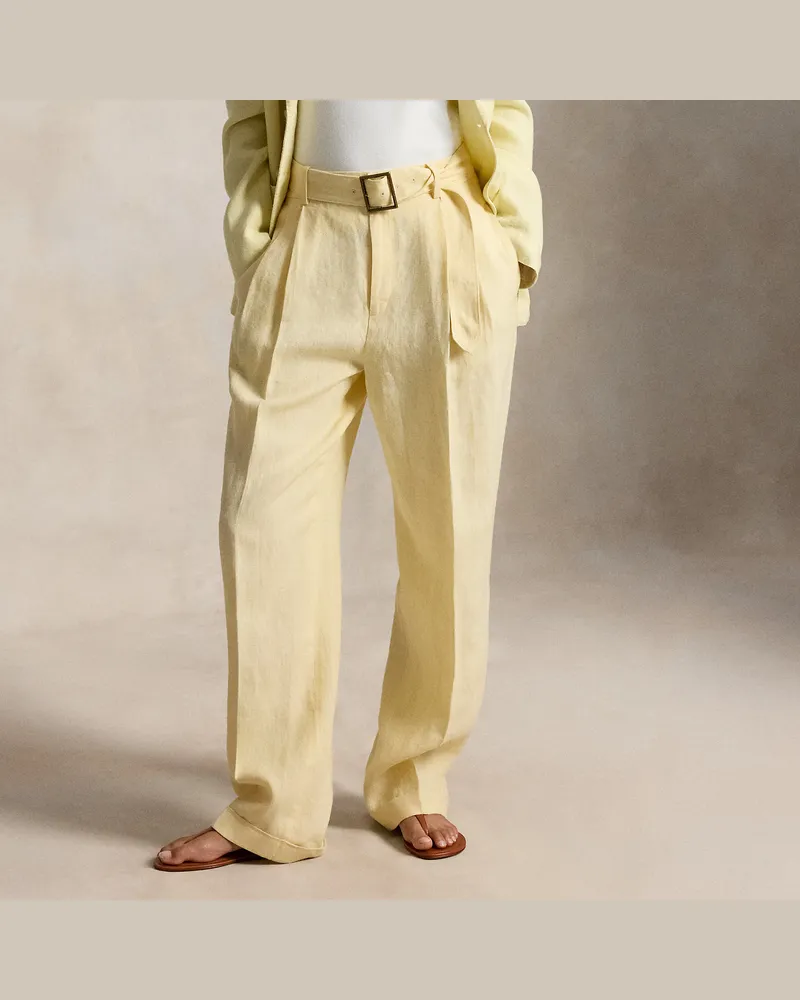 Ralph Lauren Leinenhose Bacall mit Gürtel Yellow