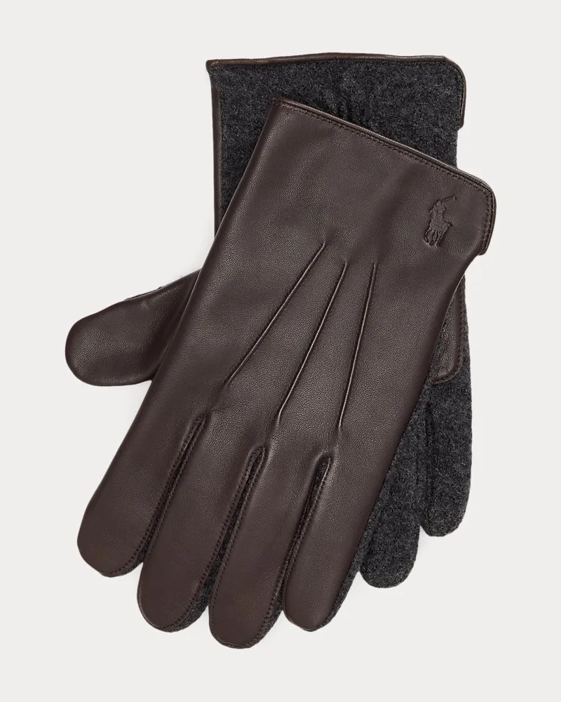 Ralph Lauren Touchscreen-Handschuhe mit Schafsleder Brown