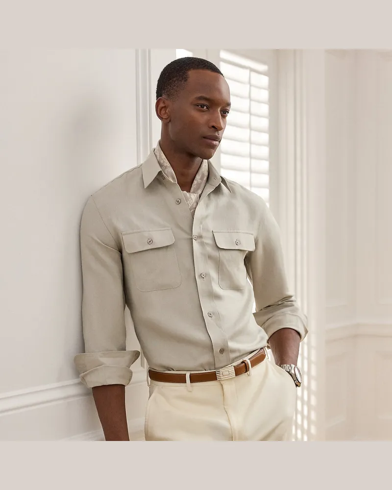 Ralph Lauren Hemd aus Seide und Leinen Grey