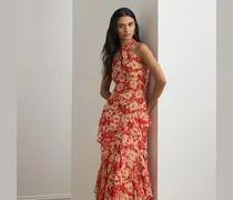 Geblümtes Abendkleid mit Rüschenbesatz