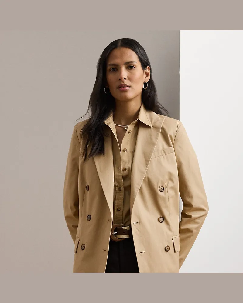 Ralph Lauren Zweireihiger Blazer aus Baumwolltwill Tan