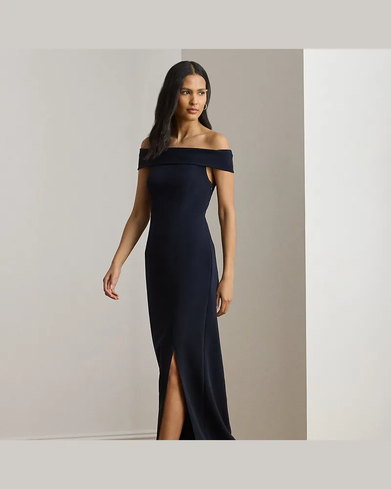 Ralph Lauren Schulterfreies Crêpe-Abendkleid Blue