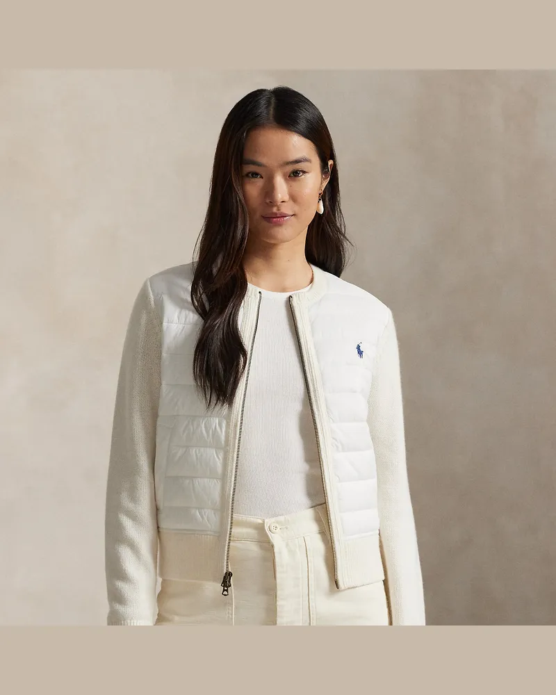Ralph Lauren Hybrid-Strickjacke mit Reißverschluss Cream