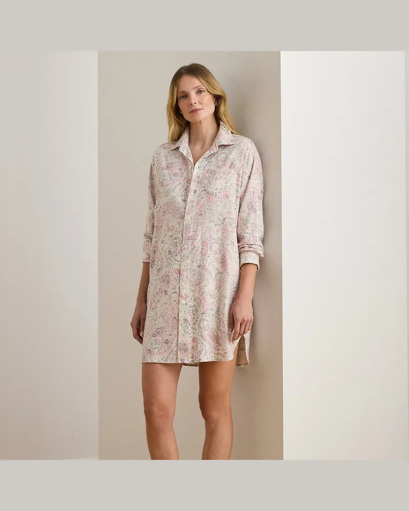 Ralph Lauren Paisley Cotton-Blend Twill Sleep Shirt Multi