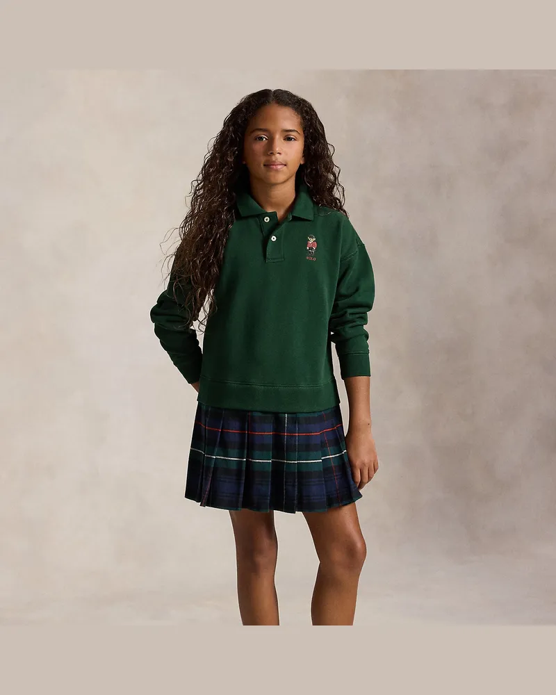 Ralph Lauren Fleecekleid mit Faltenrock und Polo Bear Green