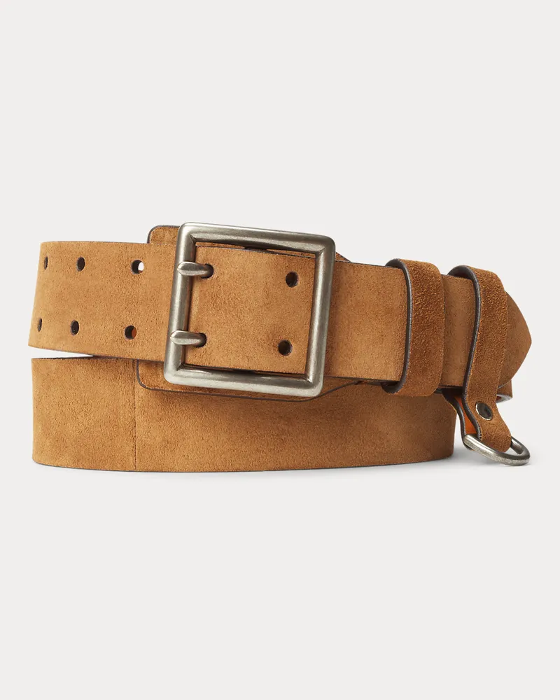 Ralph Lauren Wildledergürtel mit Zweidornschnalle Brown