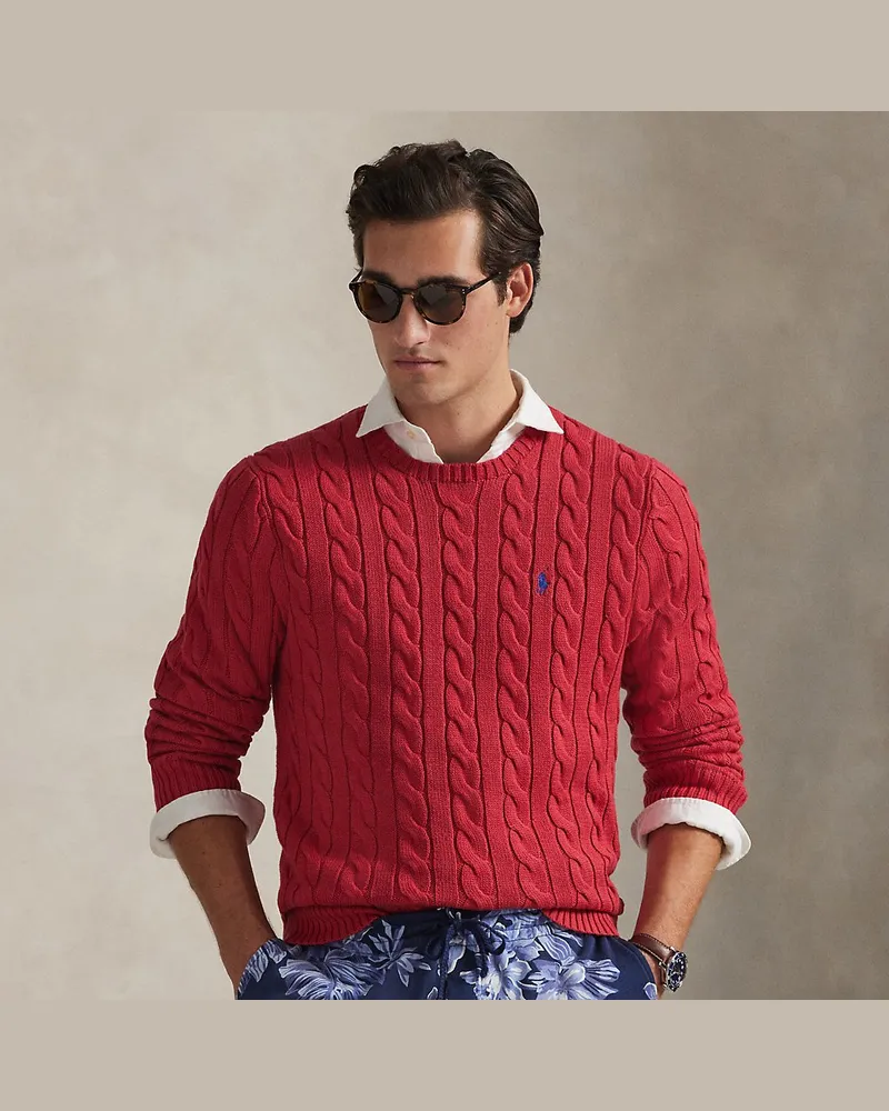 Ralph Lauren Baumwollpullover mit Zopfmuster Red