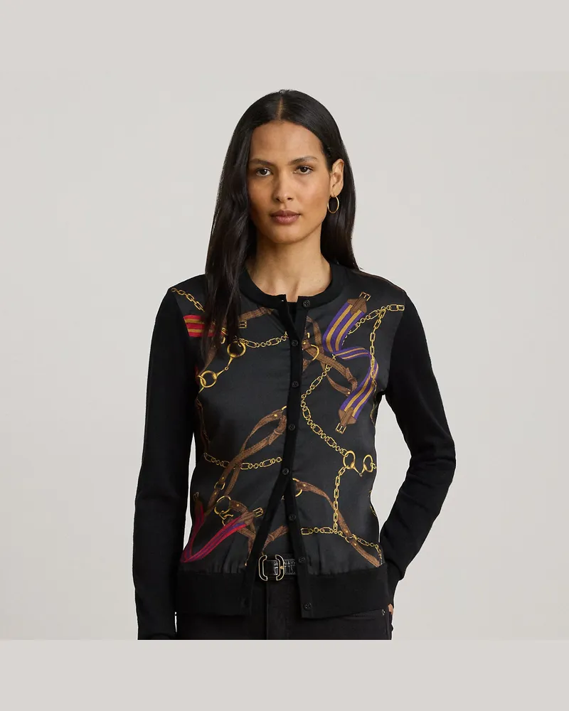 Ralph Lauren Strickjacke mit Gürteldruck Black