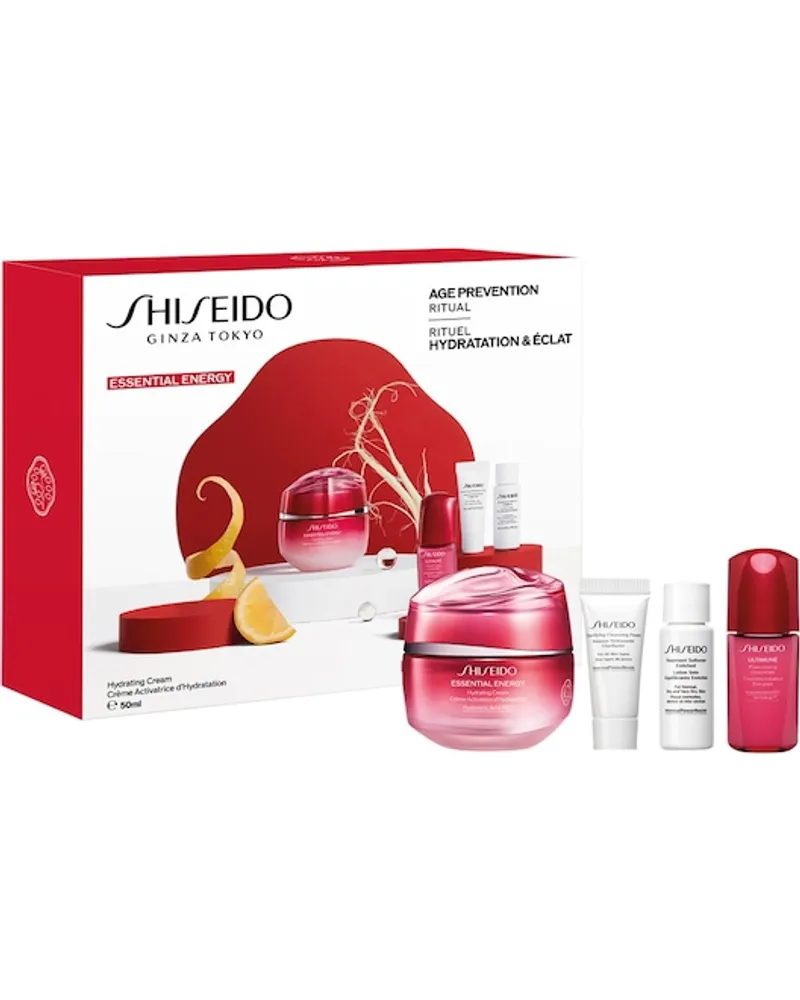 Shiseido Gesichtspflegelinien Essential Energy Geschenkset ESSENTIAL ENERGY Hydrating Cream 50 ml + Clarifying Cleansing Foam 5 ml + Treatment Softener 7 ml + ULTIMUNE Power Infusing Concentrate 10 ml 