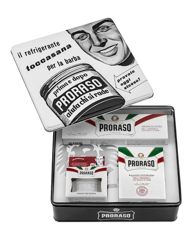 Proraso Herrenpflege Sensitive Geschenkset White Sensitive Pre-Shave Creme 100 ml + White Sensitive Rasiercreme 150 ml + White Sensitive After Shave Balsam 100 ml 