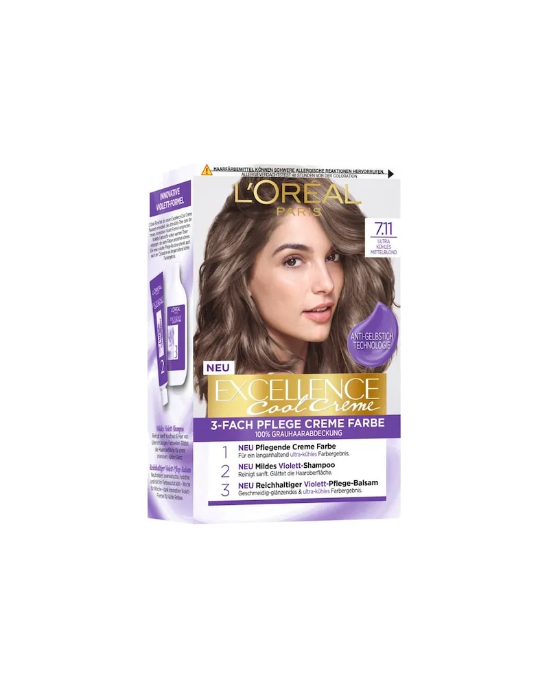L'Oréal LOreal-Paris Haarfarbe-Collection Excellence-CremeCool Creme Haarfarbe 7.11 Ultra kühles Mittelblond 6,99 