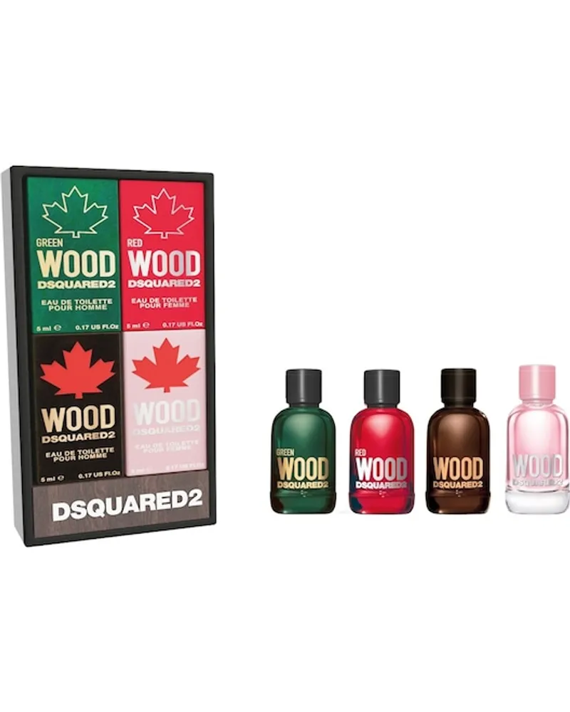 Dsquared2 Herrendüfte He Wood Geschenkset Eau de Toilette Spray Green Wood 5 ml + Eau de Toilette Spray Red Wood 5 ml + Eau de Toilette Spray Wood Pour Homme 5 ml + Eau de Toilette Spray Wood Pour Femme 5 ml 