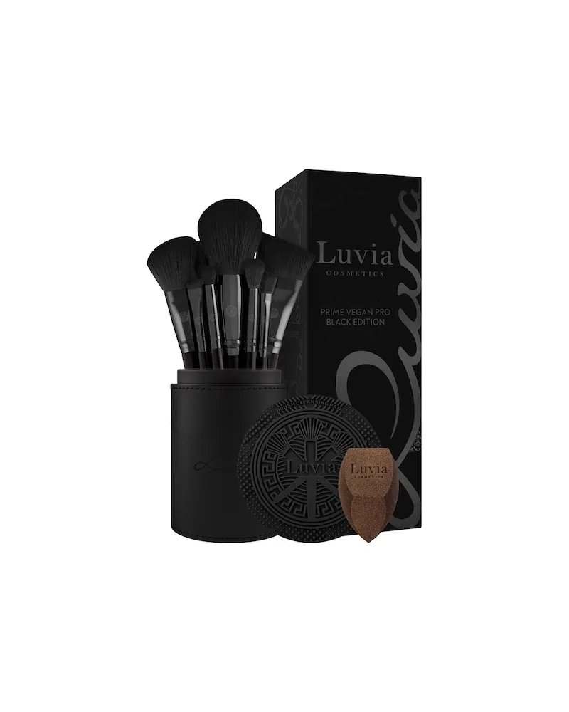 Luvia Cosmetics Luvia-Cosmetics Pinsel PinselsetPrime Vegan Pro Set Black Kosmetikpinsel 12 Stk. + Make-up-Schwamm Reinigungspad Verschließbarer Pinselhalter 1 Stk. (47,80 