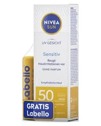 Nivea Sonnenpflege Sonnenschutz Sun UV Gesicht Getönter Sonnenschutz Nivea Sun UV Gesicht Sensitive Sonnenschutz LSF50 50 ml + Labello Sun Protect Lippenpflegestift LSF 30 4,8 g 12,99 