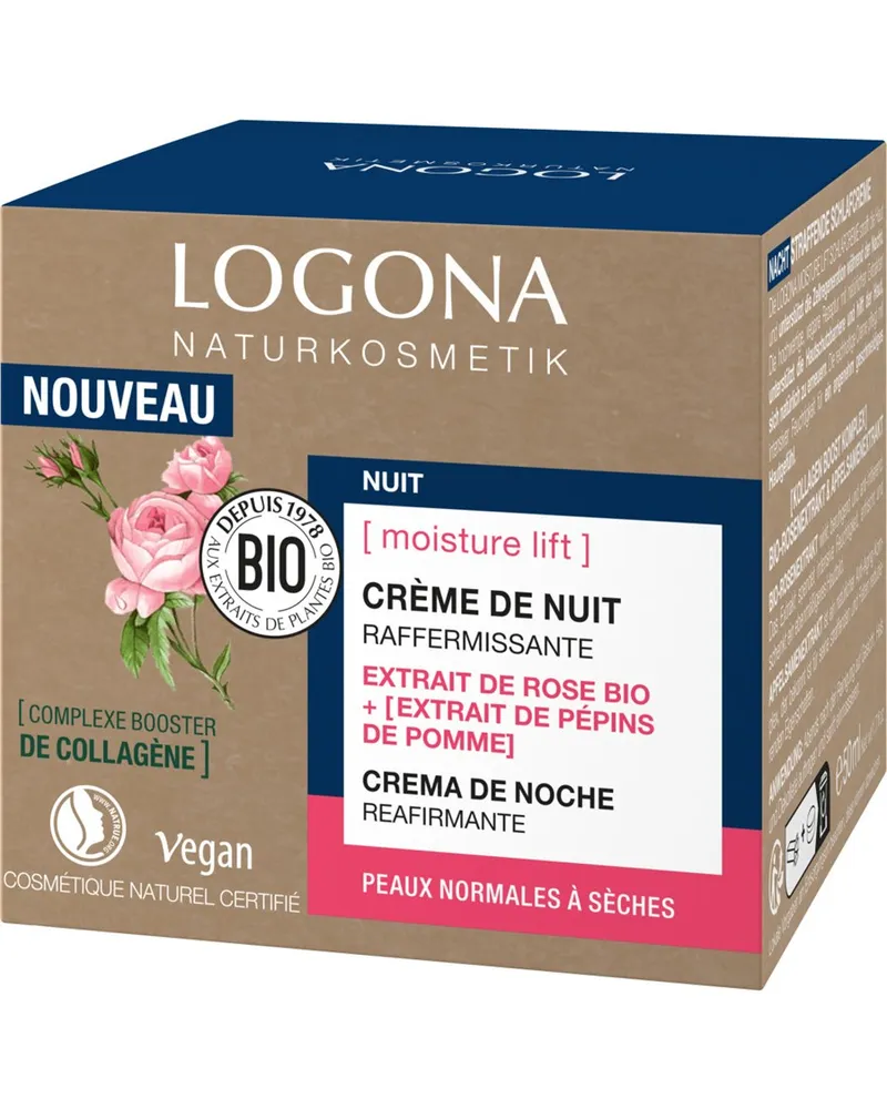 Logona Gesichtspflege Nachtpflege Bio-Rosenextrakt und ApfelsamenextraktMoisture Lift Straffende Schlafcreme 