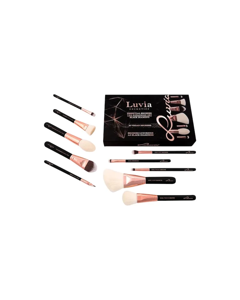 Luvia Cosmetics Pinsel Pinselset Essential Brushes Set Black Face Definer Prime Blush Classic Contour Prime Foundation Blush XL Fine Liner Small Crease Smudger Eye Shader Soft Blender 