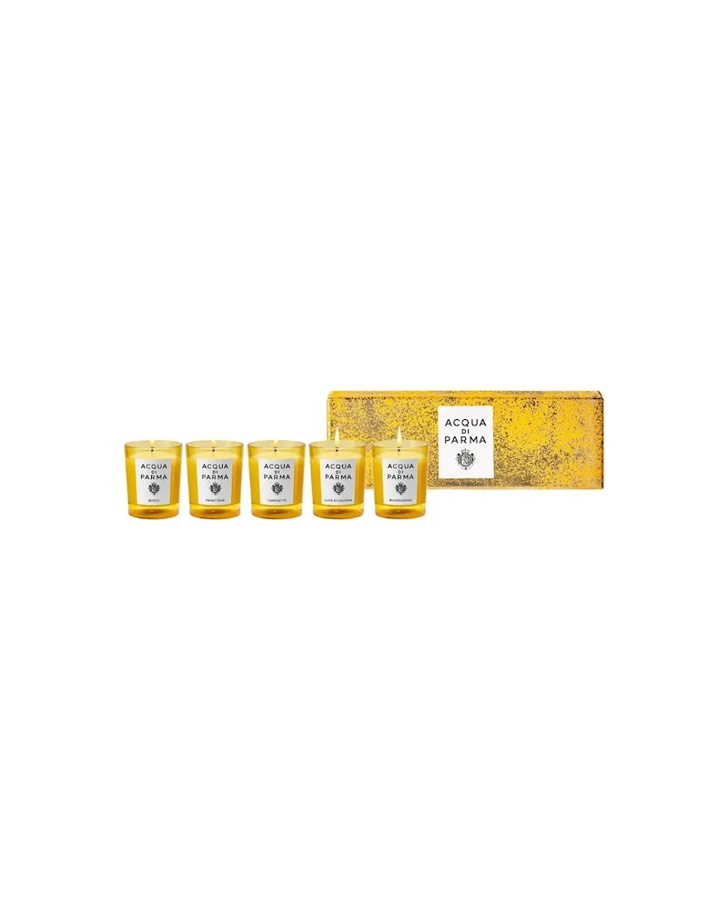 ACQUA DI PARMA Acqua-di-Parma Home-Fragrance Home-CollectionCandle Quintet Bosco Kerze 28 gr. + Panettone 28 gr. + Caminetto 28 gr. + Luce di Colonia 28 gr. + Buongiorno 28 gr 3.392,86 € / 1 kg 