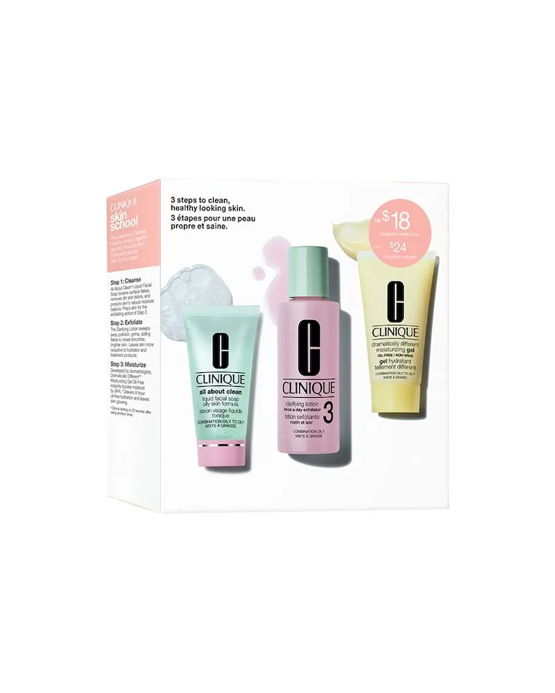 Clinique 3-Phasen-Systempflege 3-Phasen-SystempflegeGeschenkset Liquid Facical Soap 30 ml + Clarifying Lotion 3 60 ml + Moisturizing Gel 30 ml 20,37 