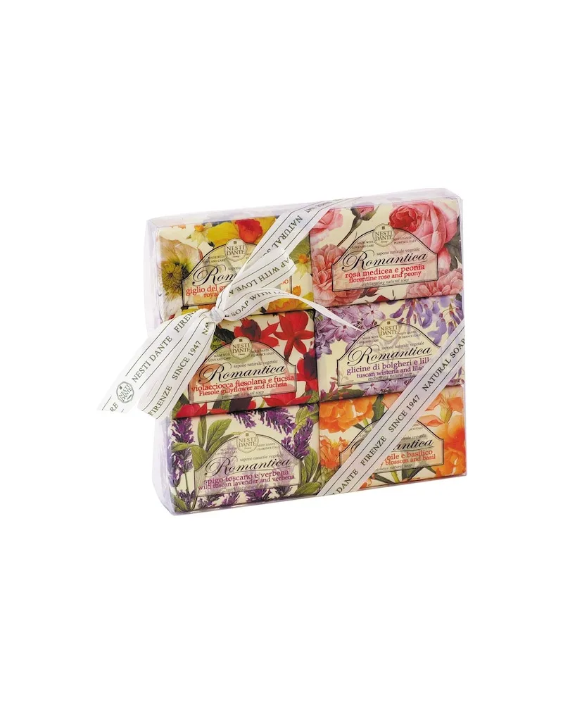 Nesti Dante Nesti-Dante-Firenze Seife-und-Duschgel SetsSoap Set 1 x Gillyflower & Fuchsia 150 g + 1 x Rose & Peony 150 g + 1 x Cherry Blossom & Basil 150 g+ 1 x Lily & Narcissus 150 g + 1 x Wisteria and Lilac 150 g + 1 x Lavender & Verbena 150 g 18,74 