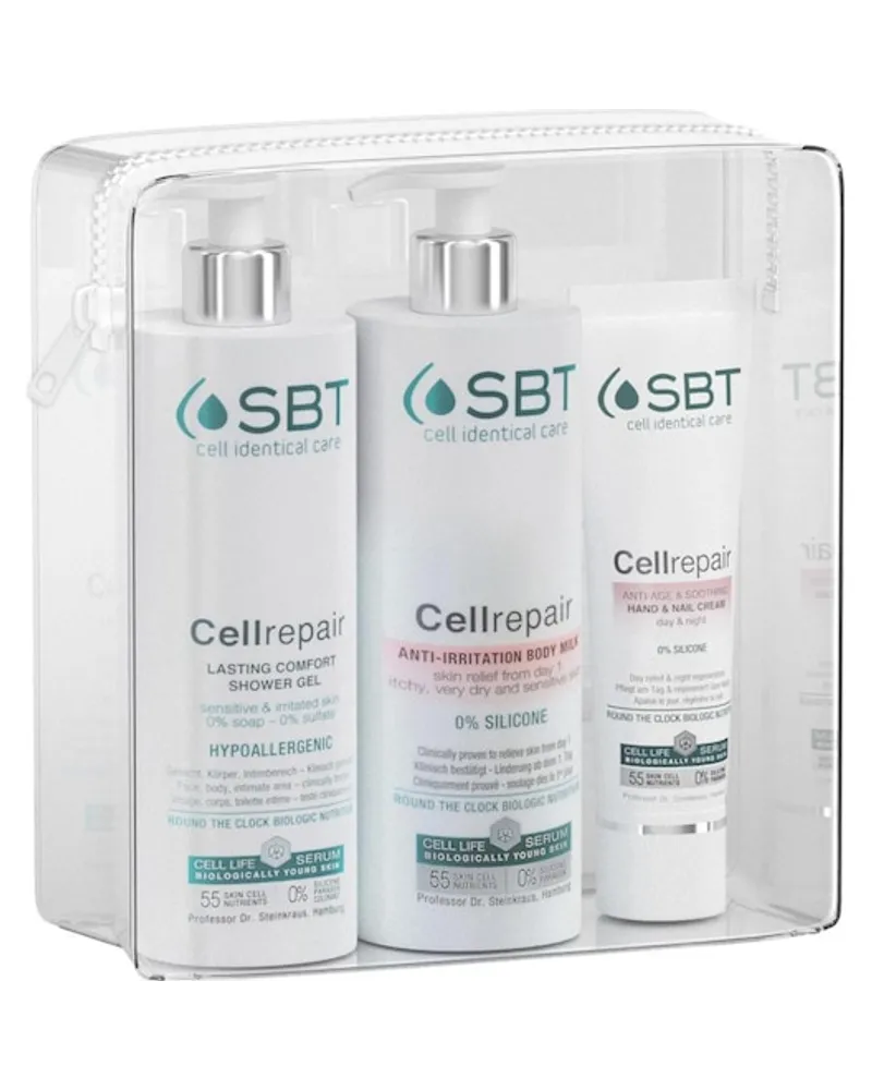 SBT Sensitive Biology Therapy Körperpflege Cellrepair Geschenkset Showergel 400 ml + Body Milk 400 ml + Hand- & Nagelcreme 100 ml 