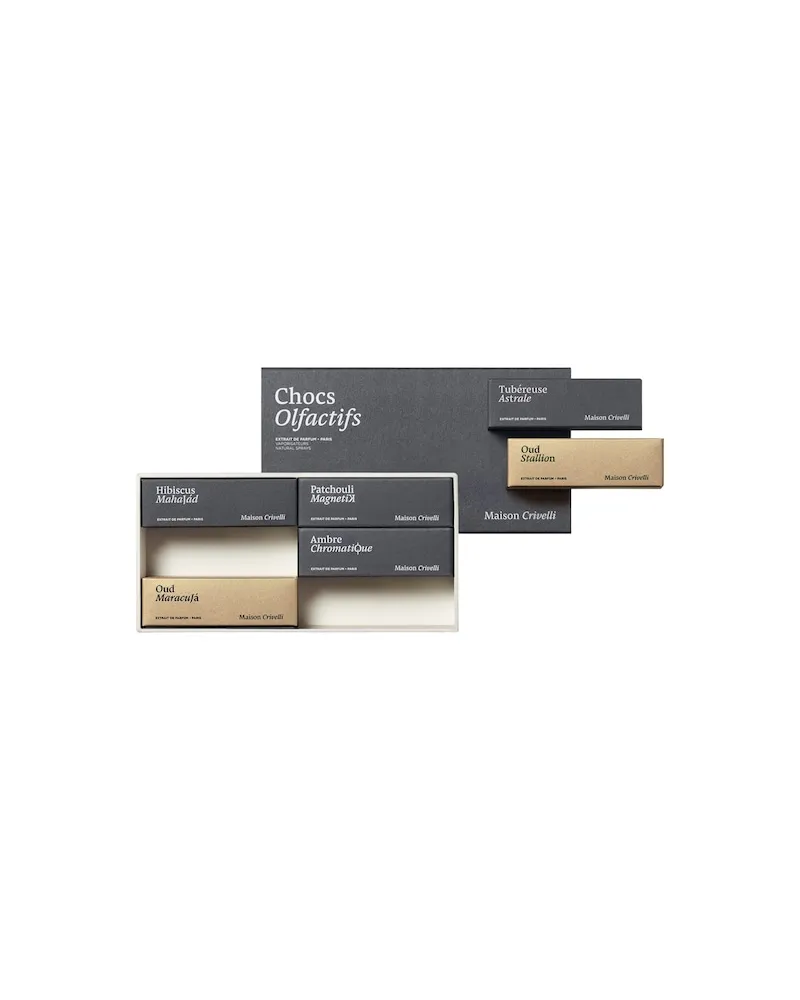 Maison Crivelli Maison-Crivelli Kollektionen Olfactory-ExperiencesChocs Olfactifs Set Tubéreuse Astrale Hibiskus Mahajád Oud Maracujá Oud Stallion Patchouli Magnetik Ambre Chromatique 1,5 ml 