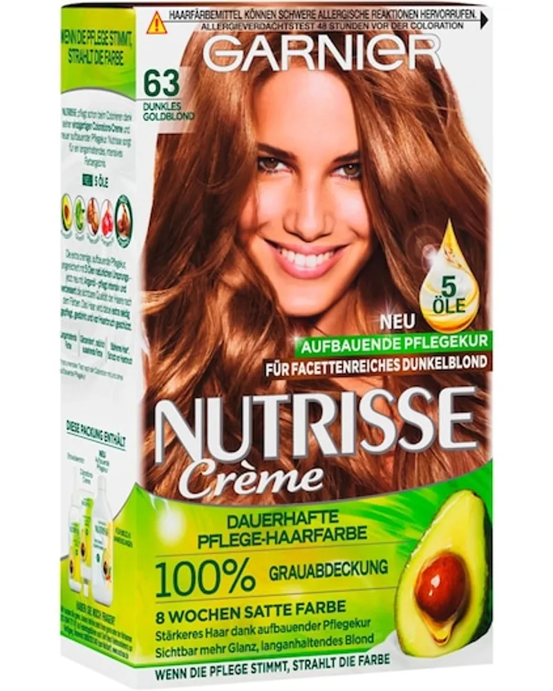 Garnier Haarfarben Nutrisse Creme Dauerhafte Pflege-Haarfarbe 8N Nude Natürliches Blond 