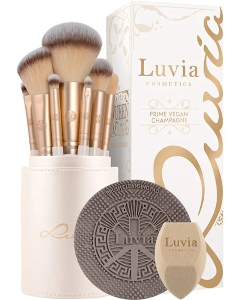 Luvia Cosmetics Pinsel Pinselset Prime Vegan Champagne Highlighter Brush + Powder Brush + Blush Brush + Eye Shader + Precision Shader + Small Blender + Precision Blender + Brow Duo 2-in-1 + Sponge 