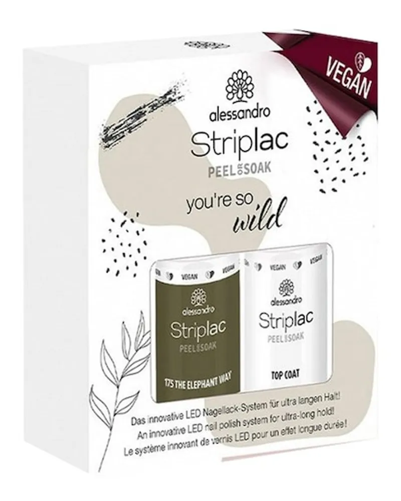 alessandro Nägel Striplac Peel Or Soak Sets Wild Set - Vegan Striplac Shade The Elephant Way 5 ml + Striplac Top Coat 5 ml 