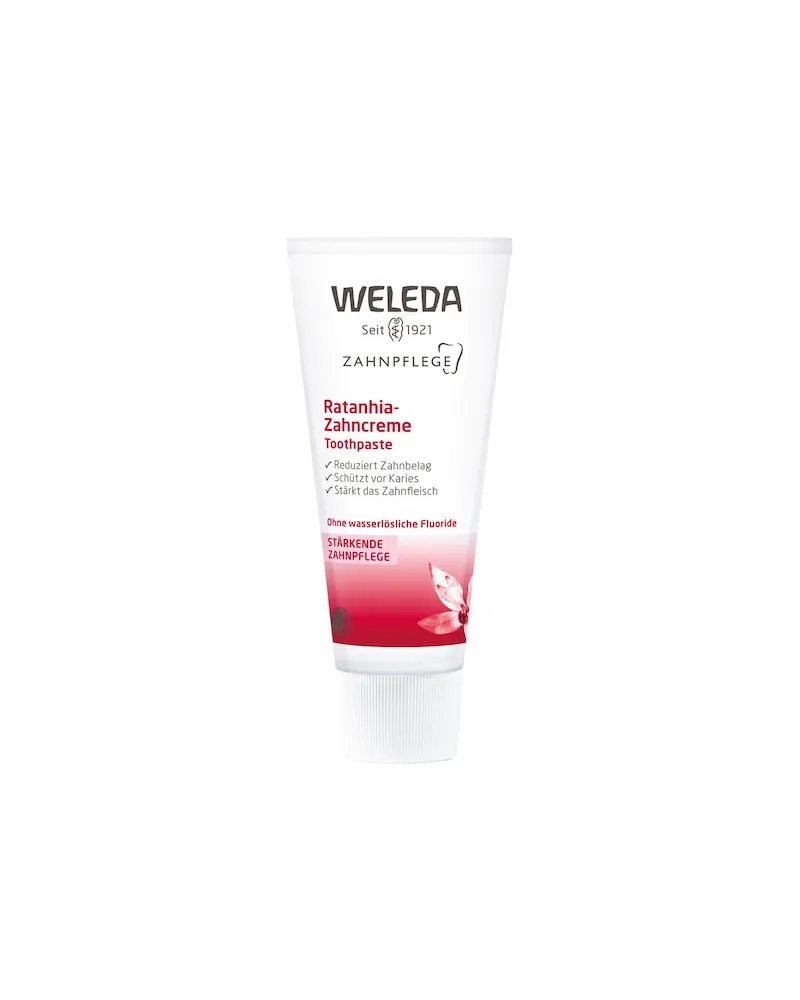 Weleda Gesichtspflege Zahn-und-MundpflegeFür langanhaltend frischen Atem, entfernt Plaque & schützt so vor KariesRatanhia-Zahncreme 59,47 € / 1 l 