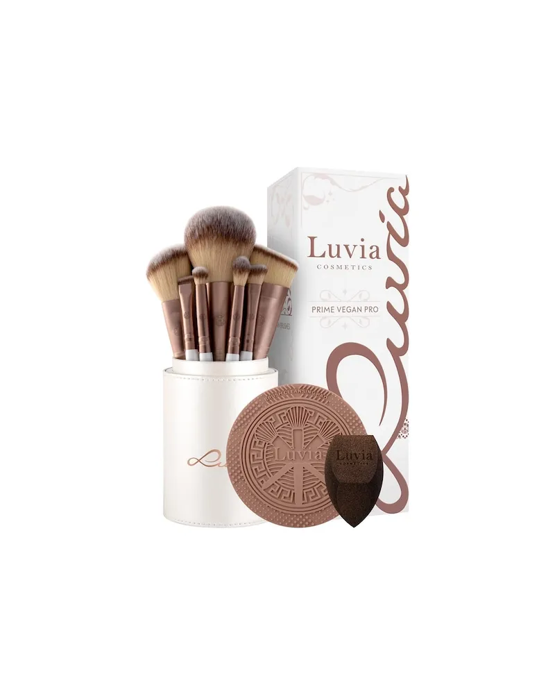 Luvia Cosmetics Luvia-Cosmetics Pinsel PinselsetPrime Vegan Pro Set Kosmetikpinsel 12 Stk. + Make-up-Schwamm Reinigungspad Verschließbarer Pinselhalter 1 Stk. (42,55 