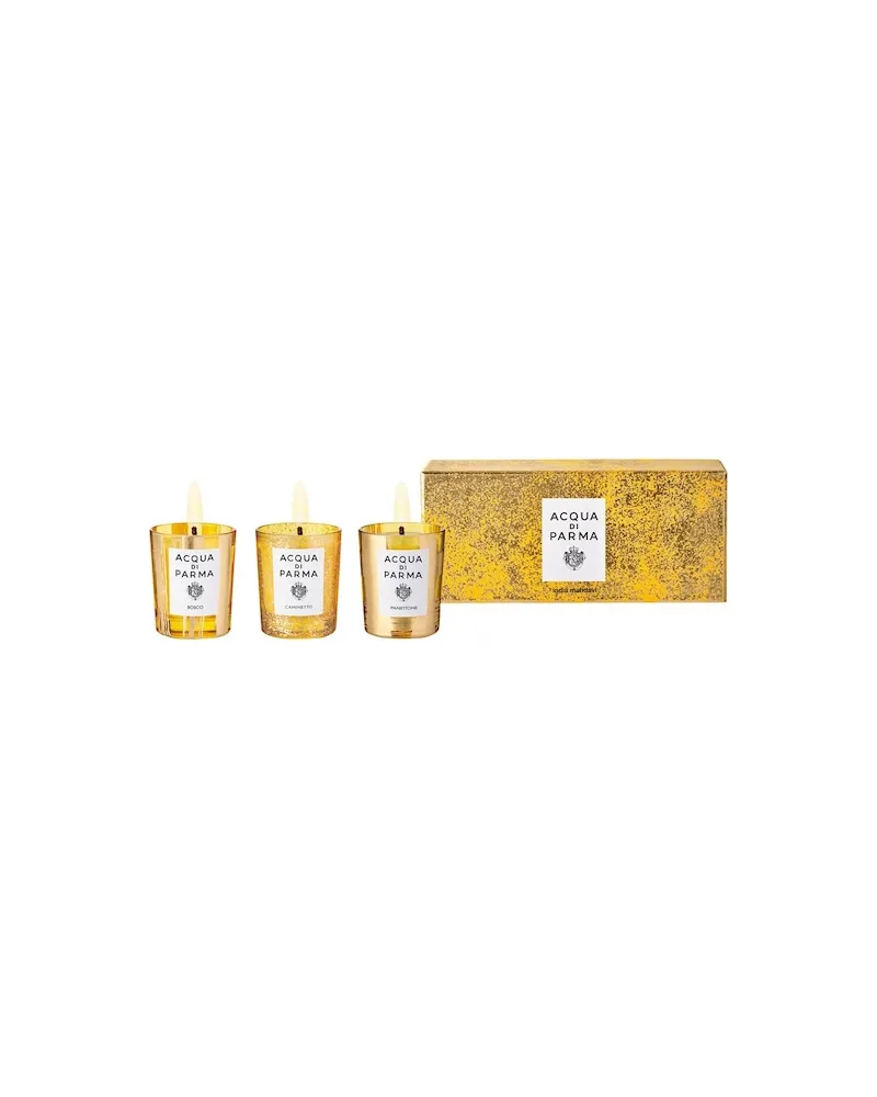 ACQUA DI PARMA Acqua-di-Parma Home-Fragrance Home-CollectionLimited EditionCandle Trio Bosco Kerze 70 gr. + Panettone Kerze 70 gr. + Caminetto Kerze 70 gr 1.857,14 € / 1 kg 