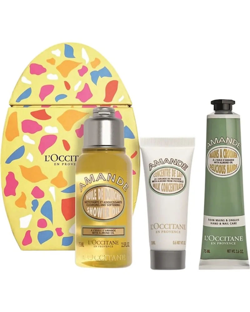 L'Occitane Pflege Mandel Osterei 2024 Handcreme zum Verlieben 75 ml + Körpercreme 20 ml + Duschöl 75 ml 