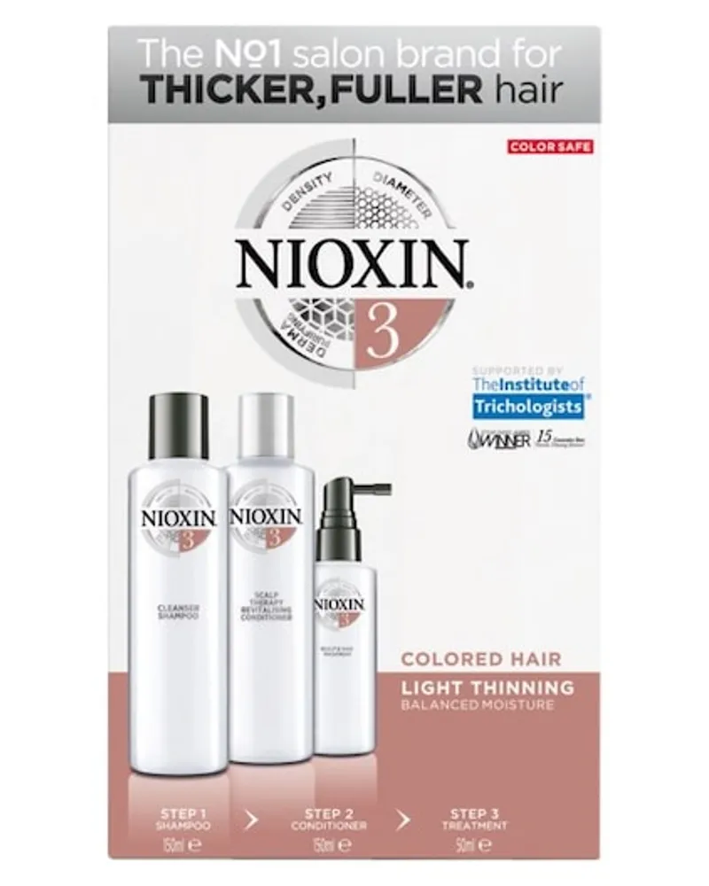 NIOXIN Haarpflege System 3 Colored Hair Light Thinning3-Step-System Set Cleanser Shampoo 150 ml + Scalp Therapy Revitalizing Conditioner 150 ml + Scalp & Hair Treatment 40 ml 