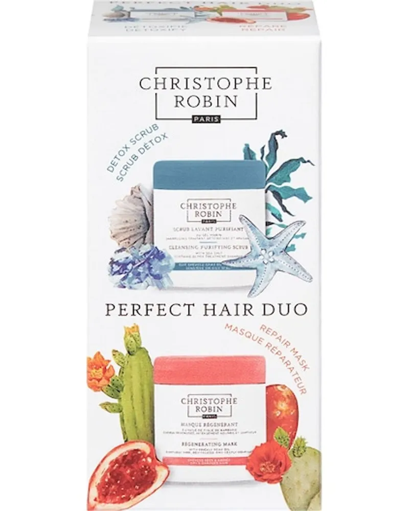 Christophe Robin Haarpflege Pflege Perfect Hair Duo Cleansing Purifying Scrub with Sea Salt 40 ml + Regenerating mask with prickly pear oil 40 ml 