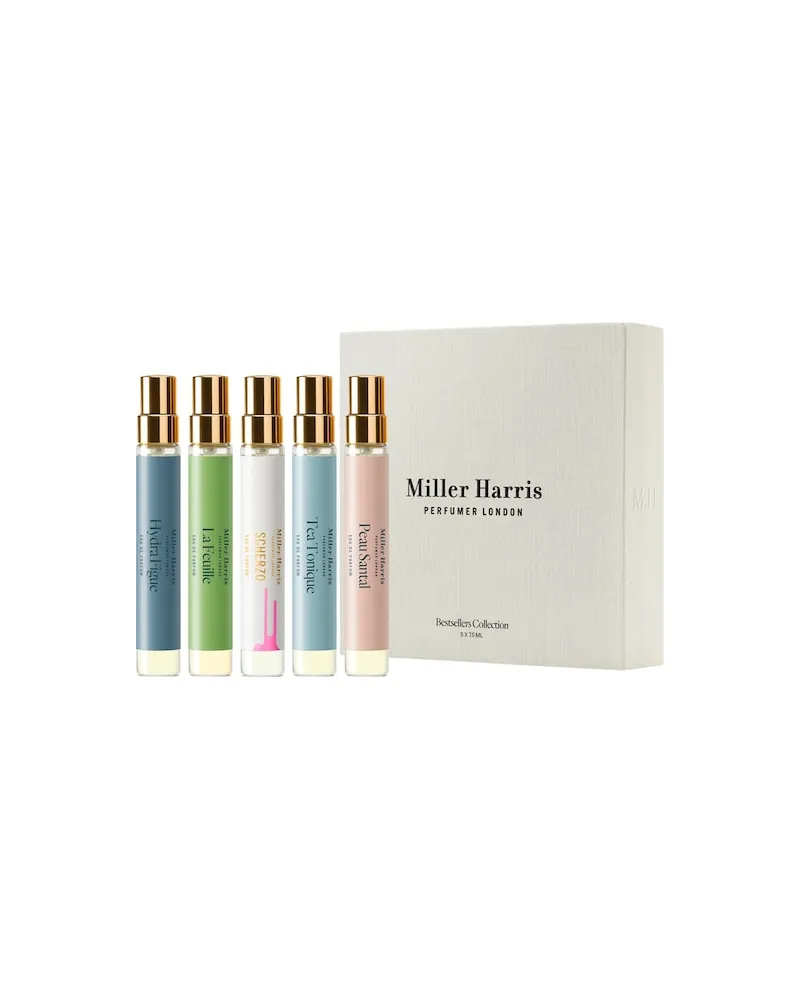 Miller Harris Miller-Harris Unisexduefte Tea-ToniqueBestsellers Collection Eau de Parfum Spray Tea Tonique 7.5 ml + Eau de Parfum Spray Peau Santal 7.5 ml + Eau de Parfum Spray Hyra Figue 7.5 ml + Eau de Parfum Spray La Feuille 7.5 ml + Eau de Parfum Spray Scherzo 7.5 ml 