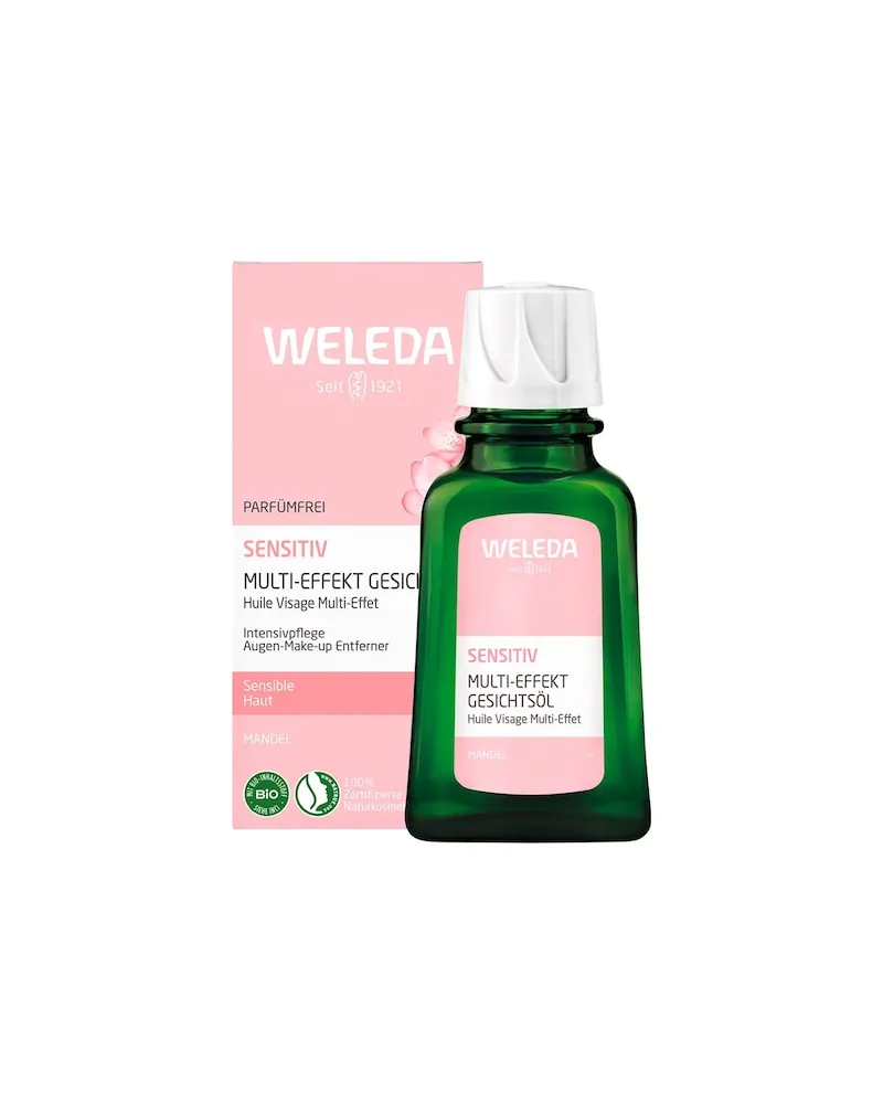 Weleda Gesichtspflege IntensivpflegeNatürliches, parfümfreies Öl mit 3 Inhaltsstoffen für beruhigte Haut und Augen-Make-up-EntfernungSensitiv Multi-Effekt Gesichtsöl Mandel 269,20 € / 1 l 