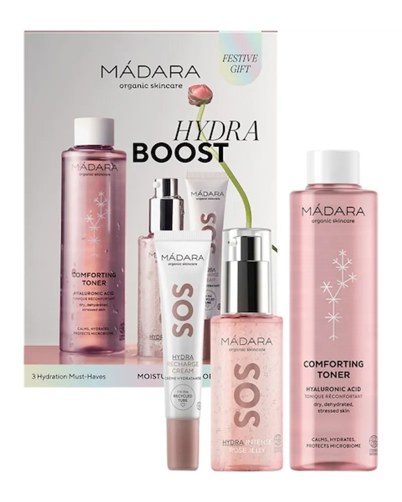 MÁDARA Gesichtspflege Pflege Geschenkset Comforting Toner 200 ml + SOS Hydra Intense Rose Jelly 75 ml + SOS HYDRA Recharge Cream 15 ml 