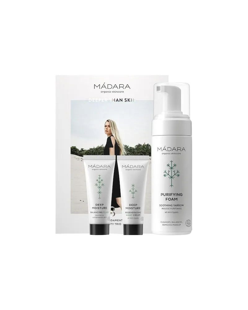 MÁDARA MADARA Gesichtspflege ReinigungThe Fundamental Beauty Trio Set Reinigungsschaum 150 ml + Deep Moisture Intensives Feuchtigkeitsfluid 25 ml + Deep Moisture Regenerierende Nachtcreme 25 ml 19,51 