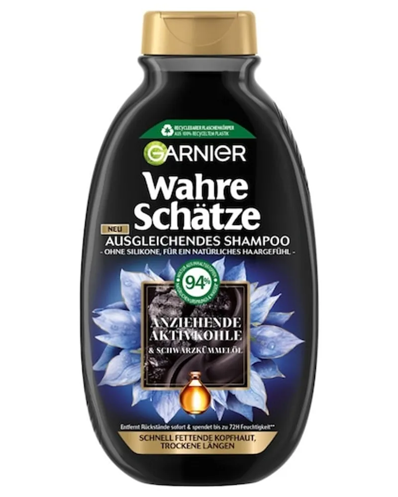 Garnier Wahre Schätze Anziehende Aktivkohle & Schwarzkümmelöl Bis Zu 72h FeuchtigkeitsspendendAusgleichendes Shampoo 