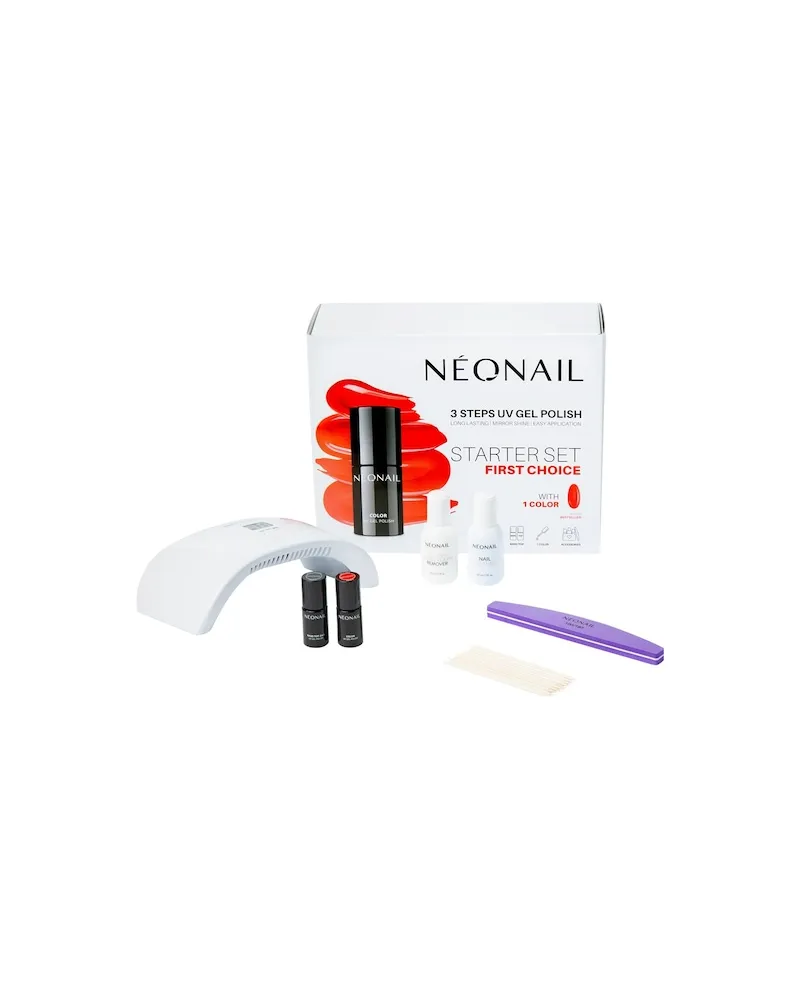 NeoNail Naegel Farbige-UV-NagellackeStarter Set First Choice UV Nagellack Sexy Red 7,2 ml + Base/Top 2in1 7,2 ml + LED Lampe ECO 10W/36 + Nagel Cleaner 50 ml + Aceton 50 ml + Polierfeile 100/180 (gerundet) + Holzstäbchen 44,99 