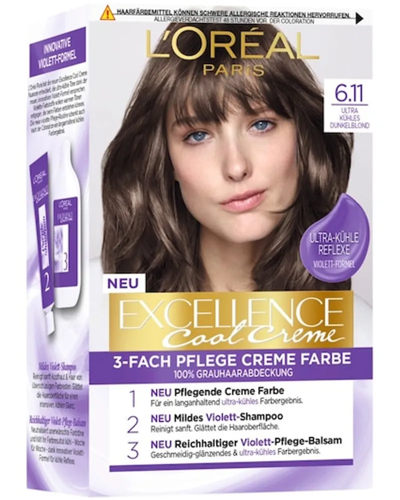 L'Oréal Haarfarbe Collection Excellence Creme Cool Creme Haarfarbe 6.11 Ultra kühles Dunkelblond 
