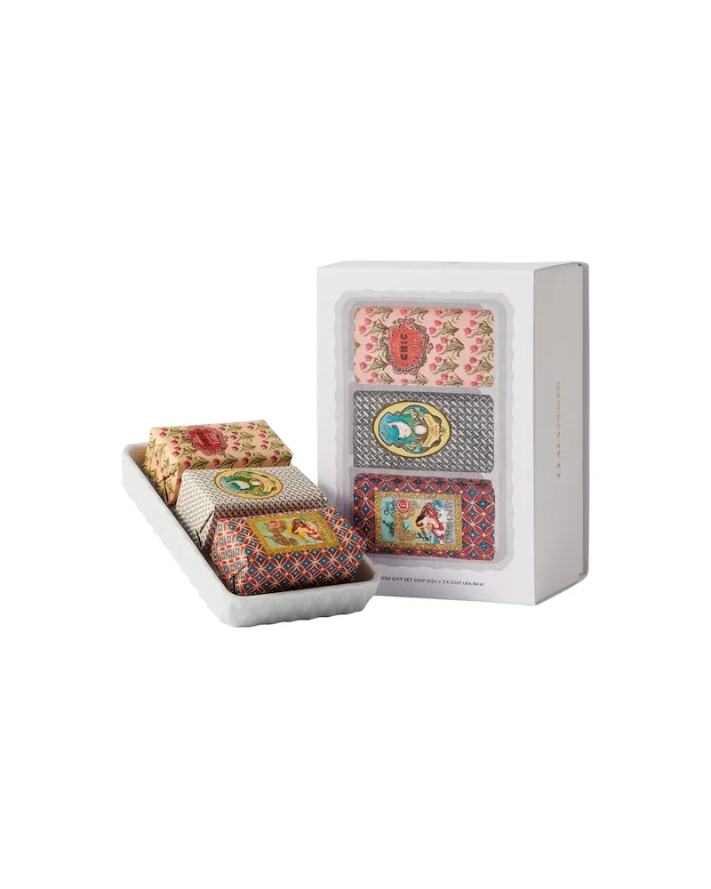 Claus Porto Claus-Porto Soaps ClassicoGeschenkset Ondina/ Seenebel Seife 50 g + Chicken/ Zitronengras Seife 50 g + Chick/ Tulpe Seife 50 g + 1x Seifenschale 55,00 