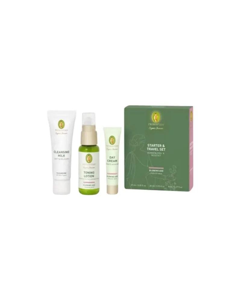 Primavera Gesichtspflege Glowing-AgeGlowing AgeStarter & Travel Set Cleansing Milk Soft & Delicate 25 ml + Toning Lotion Perfectly Illuminating 28 ml + Day Cream Ultimate New Aging 8 ml 15,90 