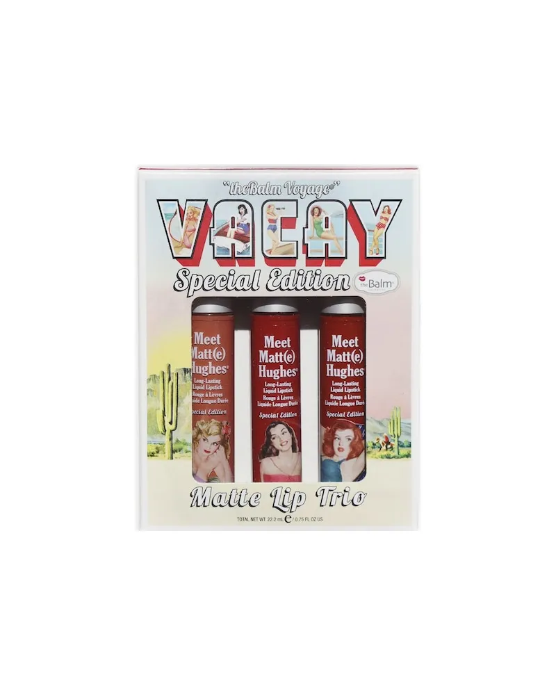 the Balm The-Balm Lippen LipstickVoyage Vacay Trio I'm Vegan Meet Matt(e) Hughes Persistent 7,4 ml + Meet Matt(e) Hughes Charismatic 7,4 ml + Meet Matt(e) Hughes Adventurous 7,4 ml 18,79 