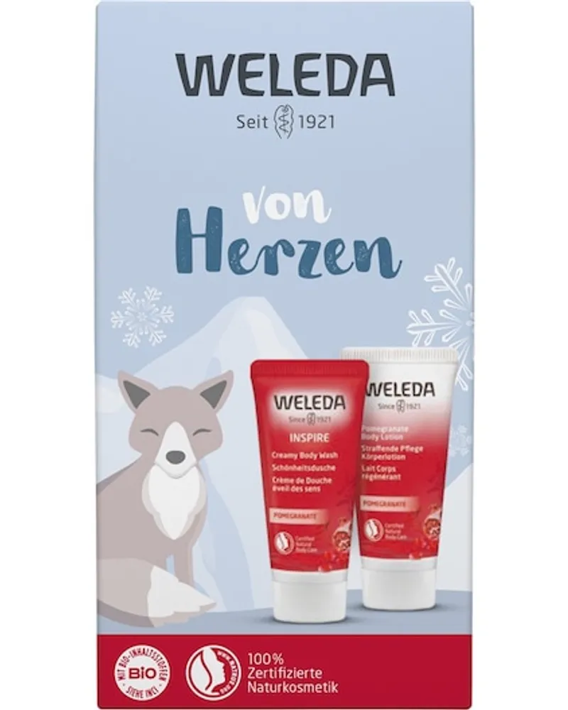 Weleda Körperpflege Lotionen Geschenkset Mini Granatapfel Inspire Schönheitsdusche 20 ml + Straffende Pflege Körperlotion 20 ml 