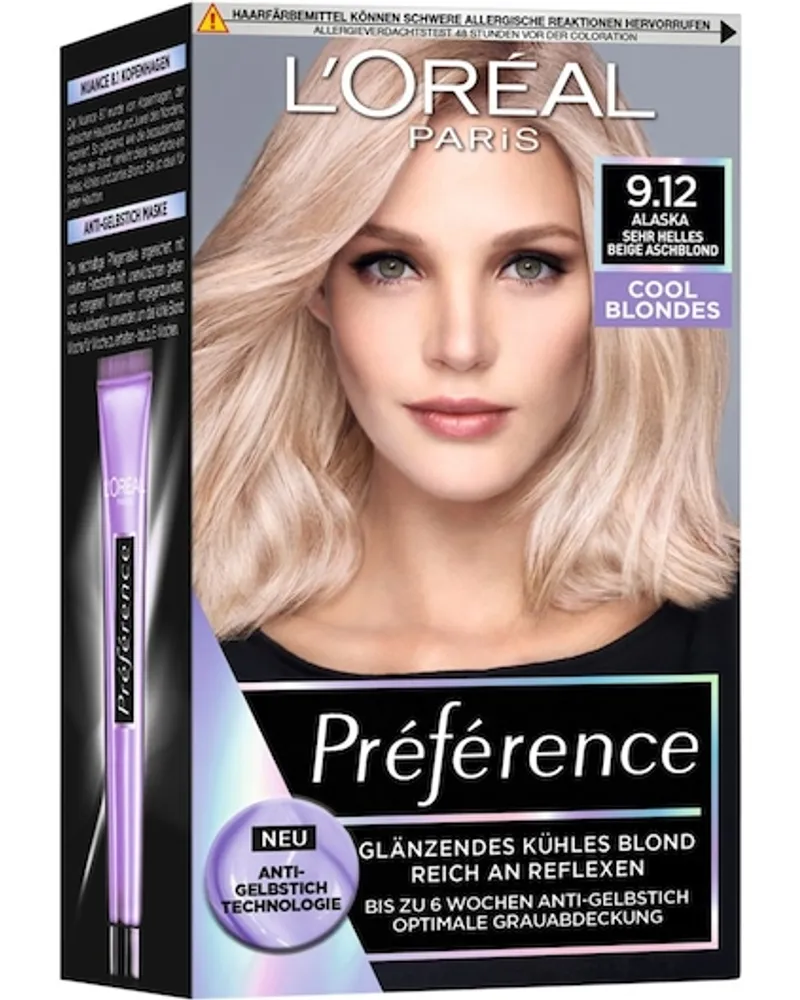 L'Oréal Haarfarbe Collection Préférence Cool Blondes Haarfarbe 9.12 Alaska/Sehr Helles Beige Aschblond 