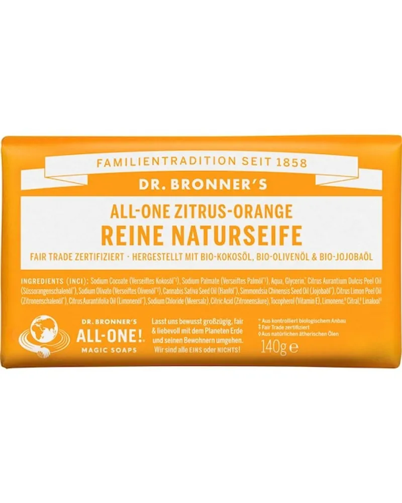 Dr. Bronner's Pflege Feste Seifen All-One Zitrus-Orange Reine Naturseife 