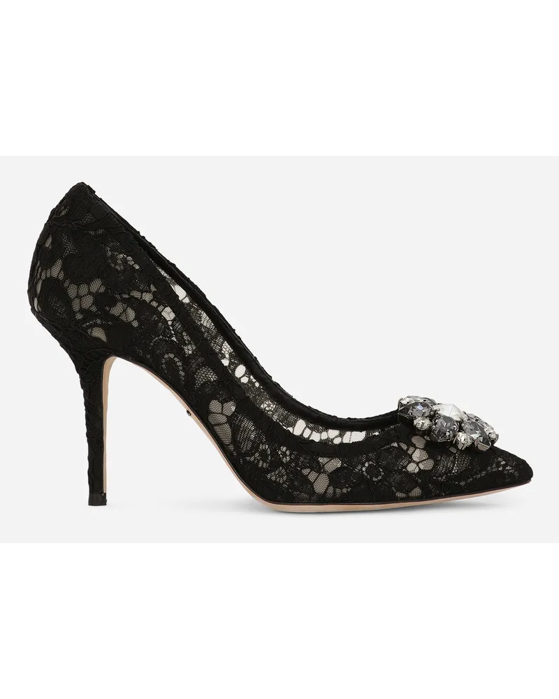 Dolce & Gabbana Lace rainbow pumps with brooch detailing Schwarz